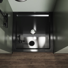 36'' Square Shower Base Black ABS, high-gloss,Centered Drain, without drain set