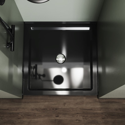 36'' Square Shower Base Black ABS, high-gloss,Centered Drain, without  drain set