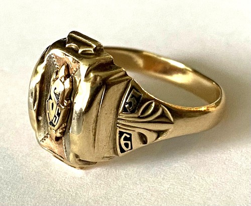 Vintage High School 1956 Letter S Josten 10K Gold Ladies Class Ring Size 6.75 - Picture 2 of 12