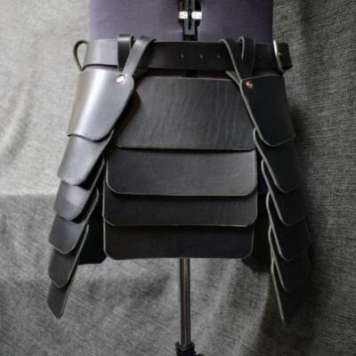 Medieval Viking Knight Leg Armor Leather Tassets Belt Renaissance LARP Skirt