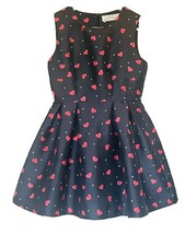 A 2 Girls Black Red Hearts Print Sleeveless Party Fit N Flare Dress Size 612