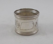 Rare Élégant Rond de Serviette Art Nouveau Fait à la Main En 800er Argent France