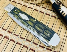 Case XX USA 2024 Awesome Tortoise Shell Olive Bone 1/500 Trapper Pocket Knife