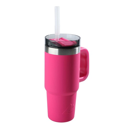 18 oz Insulated Stainless Steel Tumbler with Handle, Bright Pink - Picture 3 of 7