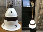 Christmas Large Off White & Brown Rustic Metal Bell with Rope Hanger BNWOT