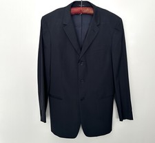 Emporio Armani Men's Custom 2 Piece Suit Wool Black Striped Stretch Italy 44