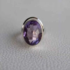 Amethyst Gemstone 925 Sterling Silver Statement Handmade Ring All Size R302