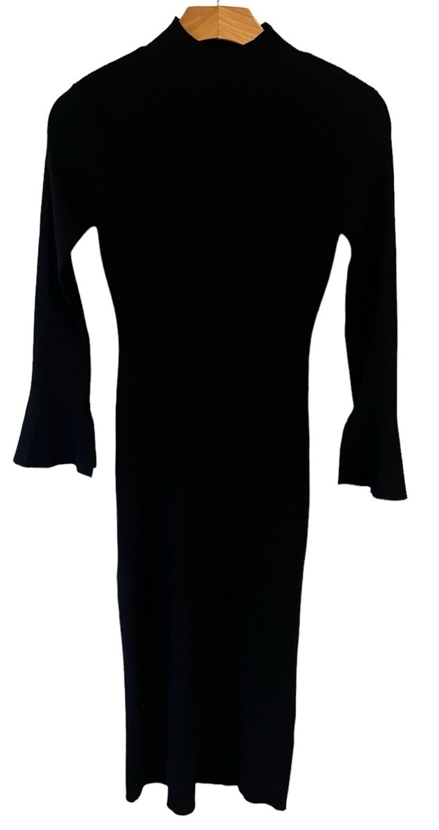 XI You Mei Bodycon Maxi Dress One Size Long Sleeve Ribbed Dress Black  Stretch | eBay