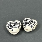 Handmade Lampwork Focal Bead Pair of Music Hearts Art Glass Jewelry Components