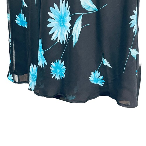 Studio I Sleeveless Black Blue Floral Ruffle Bottom Shift Dress SZ 24W - Picture 5 of 5