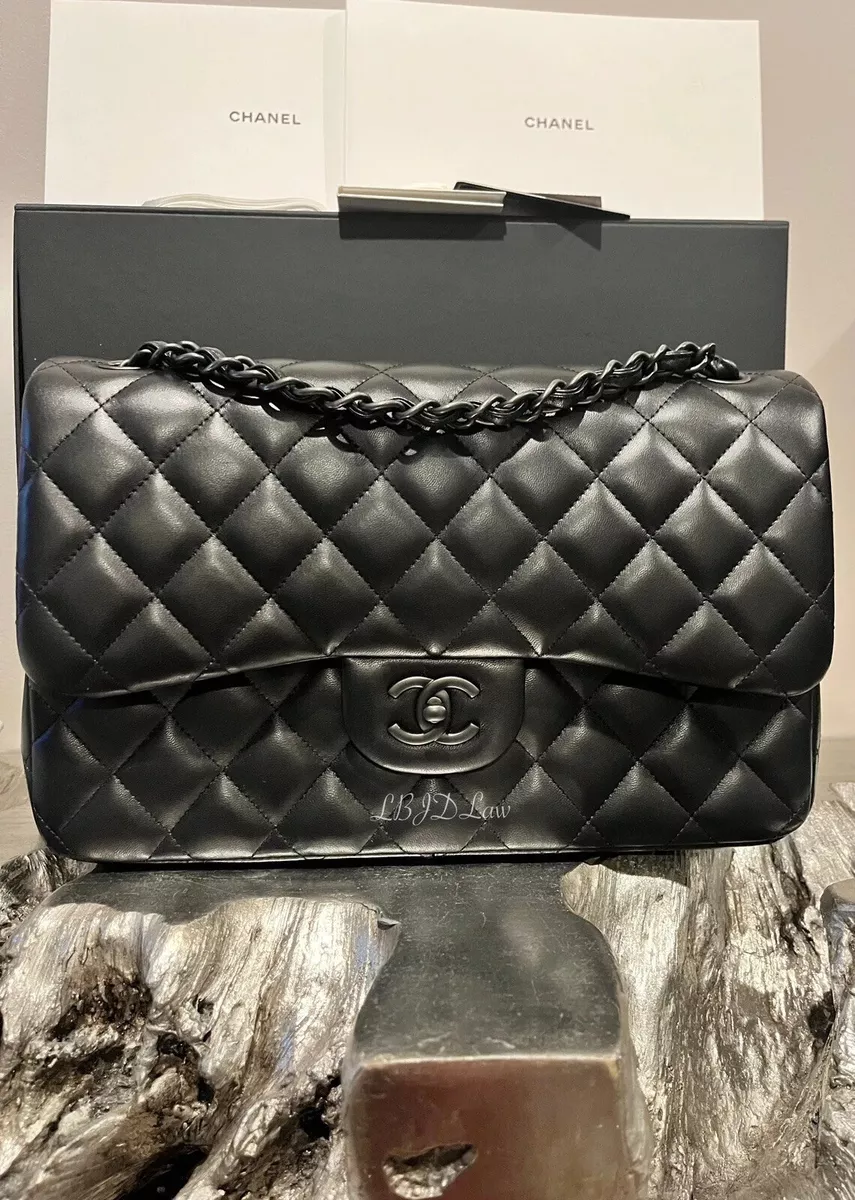 Chanel Black Quilted Caviar Jumbo Classic Double Flap Gold Hardware, 2021 (Like New), Womens Handbag