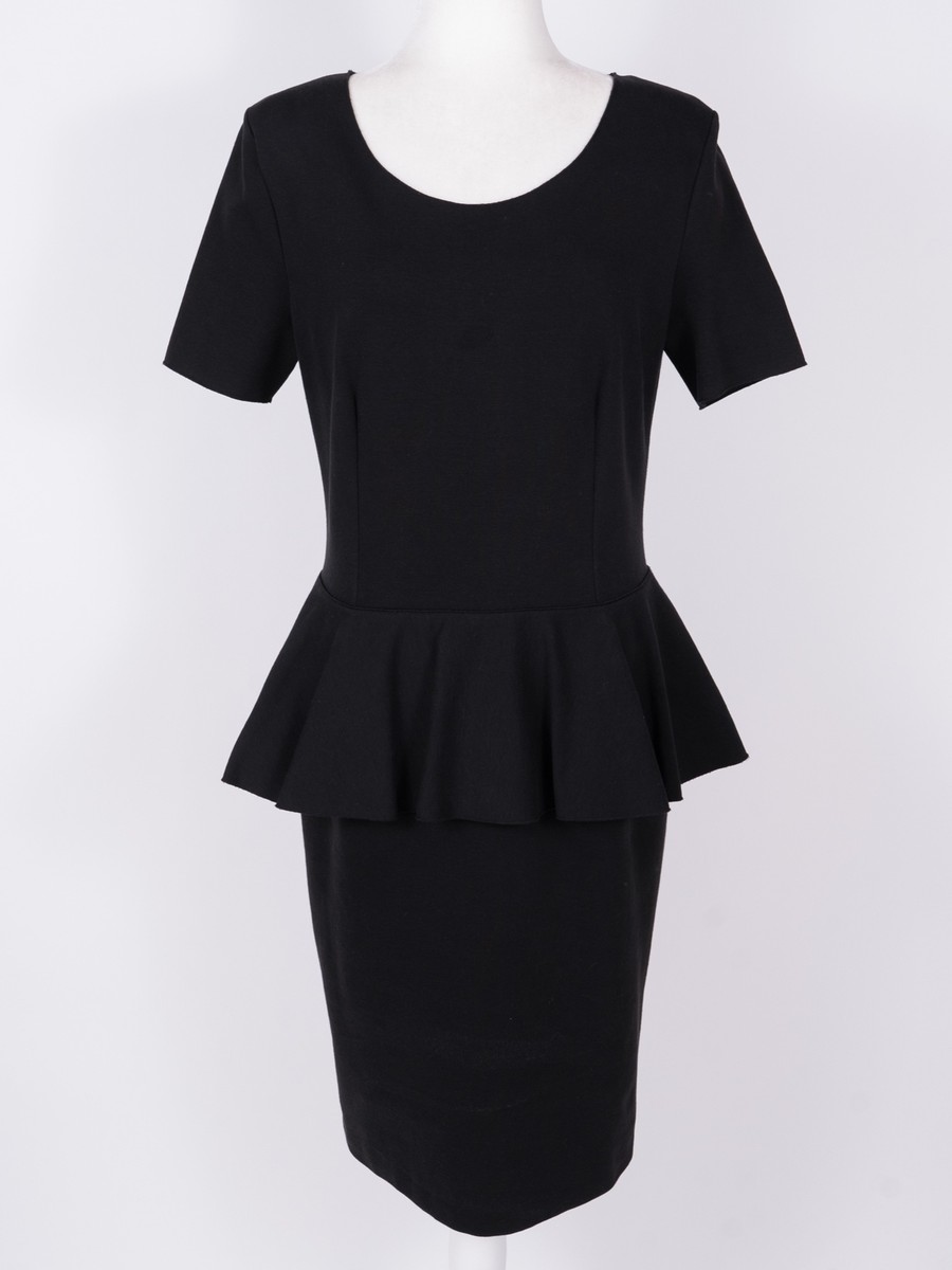 black peplum sheath dress Stella McCartney Black Cotton Blend Stretch Black Peplum Sheath Dress