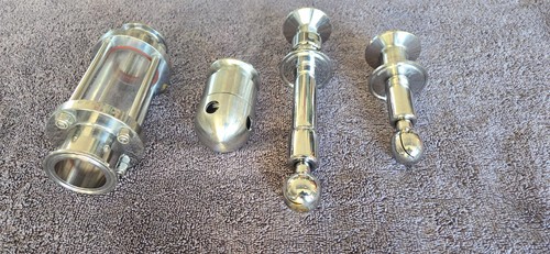 Sanitary Tri Clamp Lot - 2 CIP Spray Balls Sight Glass PRV Fermenter Brewing SS