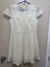 Lace Mash Dress Size M White Short Length Short Sleeve teens Dress New NWT #1