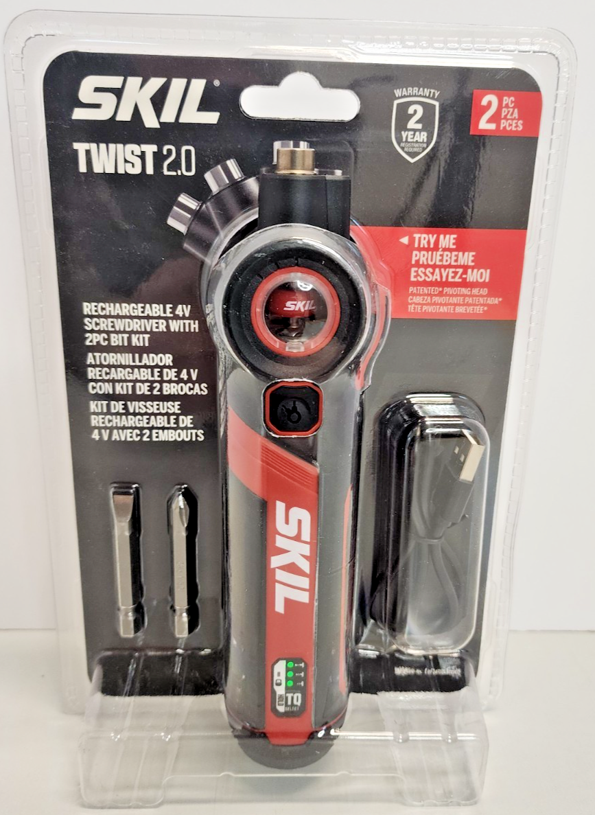 SKIL TWIST 2.0 RECHARGEABLE SCREWDRIVER + 2 PC BIT KIT 430030083