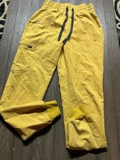 FIGS Technical Collection Women  s XS Yellow Scrub Pants Drawstring Cargo Pocket