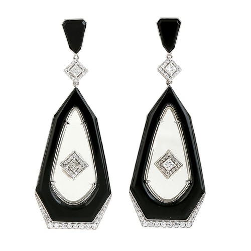 Boucles D'oreilles Signées Heidi Daus - Cristal De Champagne Art Déco, Authentiques, Excellent état
