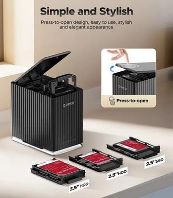 ORICO 2/5 Bay HDD Docking Station 2.5/3.5''SATA Hard Drive Case HD External SSD T