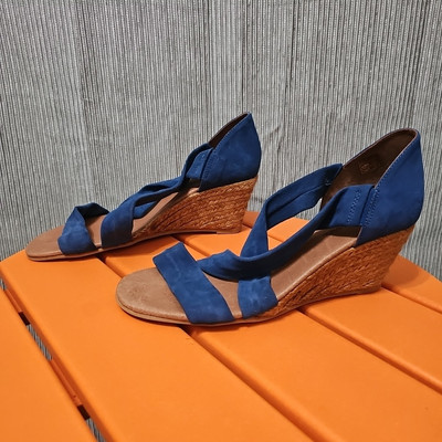 Eric Michael Women's Strappy Suede Espadrille Sandals In Blue EU 41 US 11 NWOT 