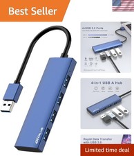 New Blue Aluminum Alloy USB 3.0 Hub 4-Port