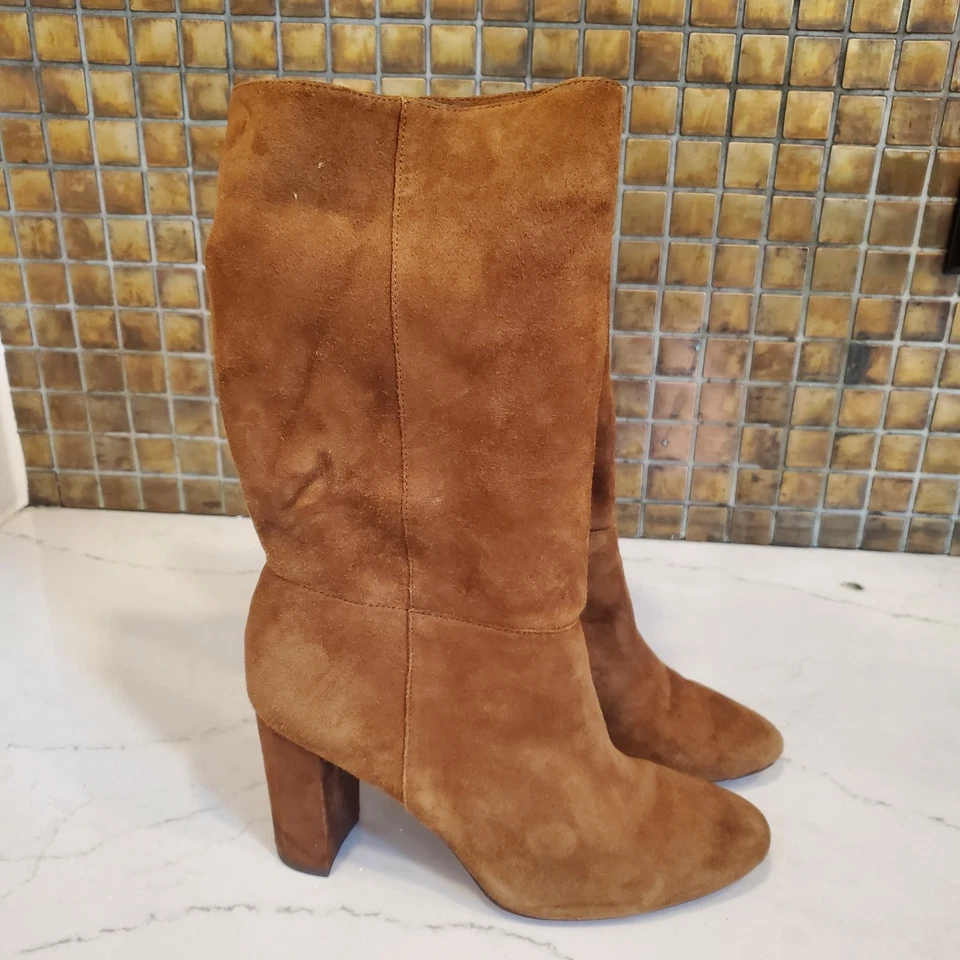 Botas Lauren Ralph Lauren Artizan 7.5 marrom camurça desleixada clássica preppy chique - Imagem 2 de 4