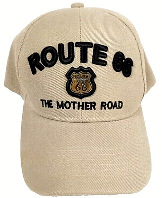 Route 66 ''The Mother Road'' Hat Embroidered w/Emblem EZCAP Hook & Loop Strapback