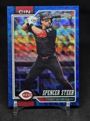 2026 Topps Chrome Spencer Steer Blue Wave Refractor #'d 046/150