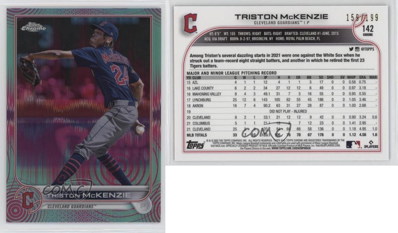 2022 Topps Chrome Sonic Aqua & Pink Pulse Refractor /199 Triston McKenzie 0v3r