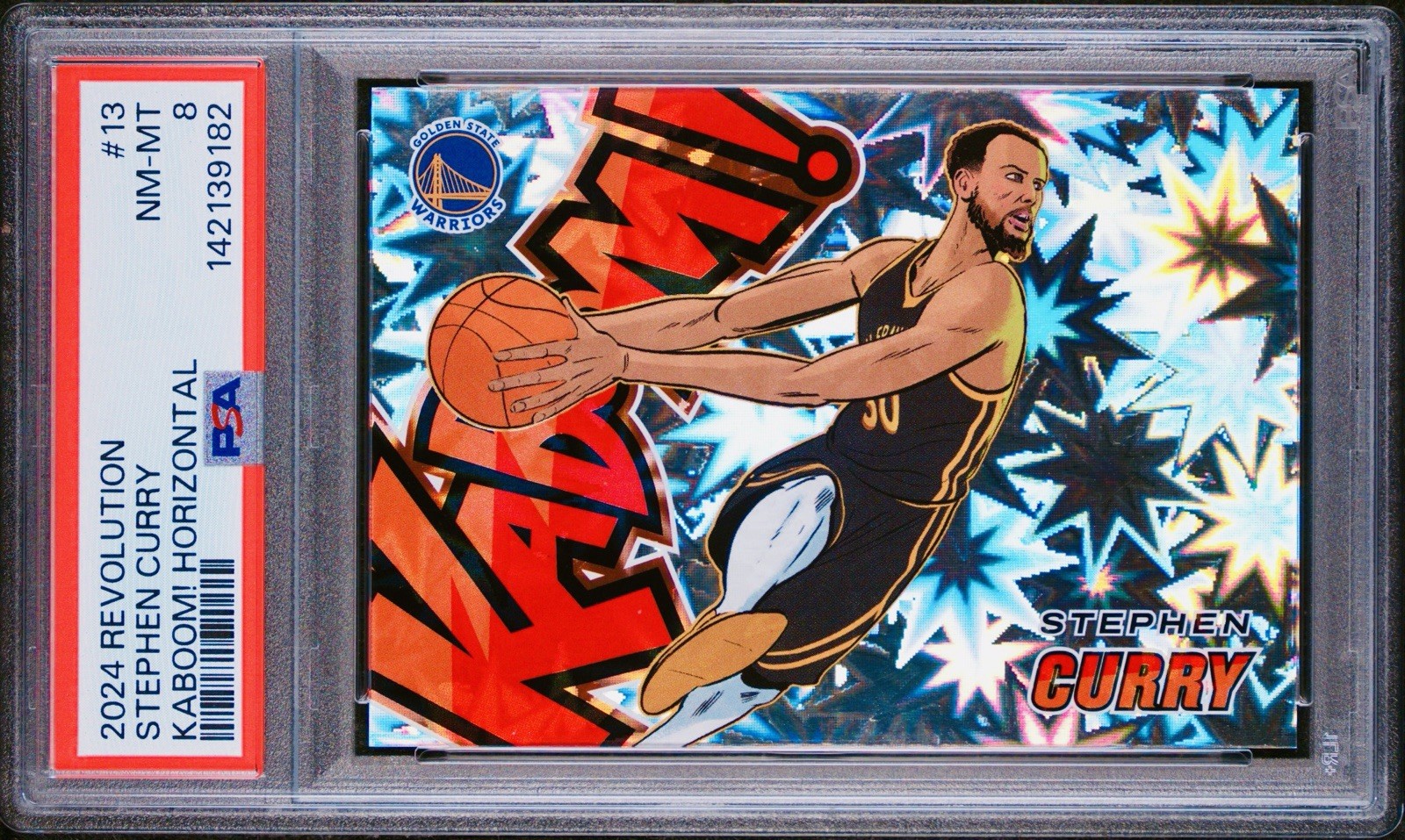 2024 Stephen Curry Panini Revolution Kaboom Horizontal Holo PSA 8 #13 KABOOM! SP
