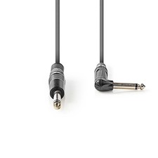 Nedis 3m 6.35mm 90&deg; TS Right Angled Mono Jack 1/4&rdquo; Male Cable Guitar lead