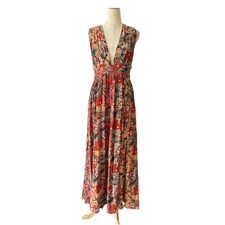 Ulla Johnson Multicolor Floral Print Pleats Evening Gown Dress
