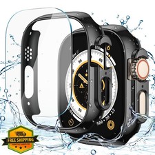 Misxi Apple Watch Ultra 2/3 49mm Case Black PC Bumper Glass Protector