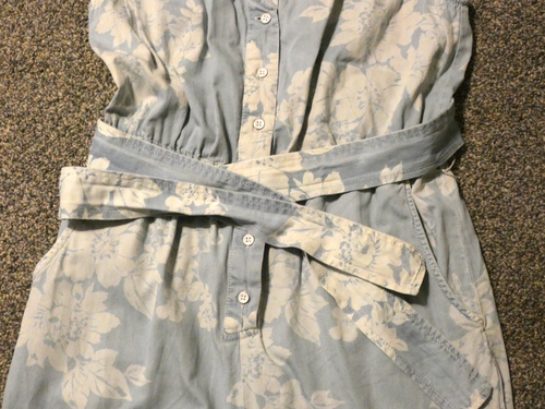 pilcro Anthropologie Jumpsuit Womens Medium Blue Floral Chambray Denim Casual - Picture 4 of 16