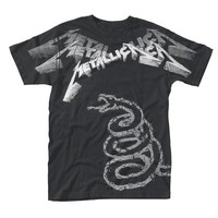 Metallica - Black Album Faded (All Over) Black T-Shirt, Front & Back Print Mediu