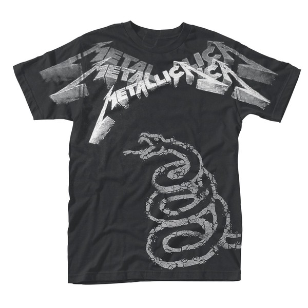 Metallica - Black Album Faded (All Over) Black T-Shirt, Front & Back Print Mediu-image