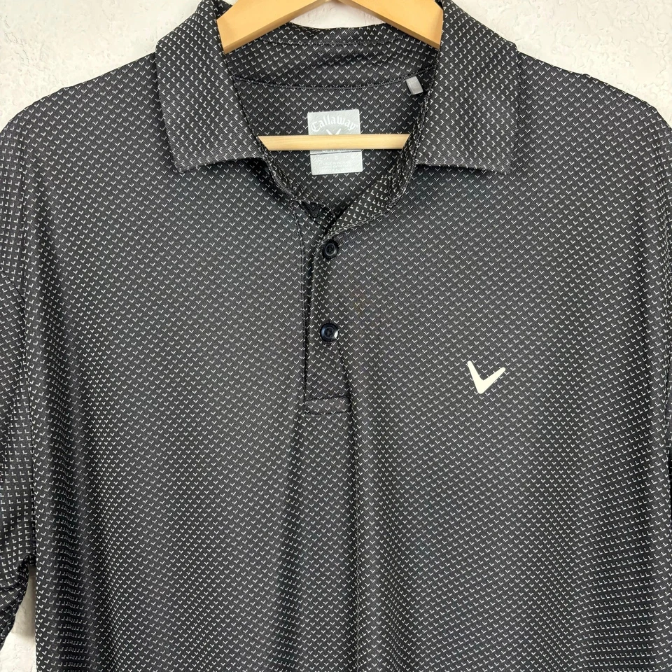 LOTE de 2 camisas polo de golf Callaway para hombre talla grande azul negro Opti Dry geométrico Foto 3 de 4