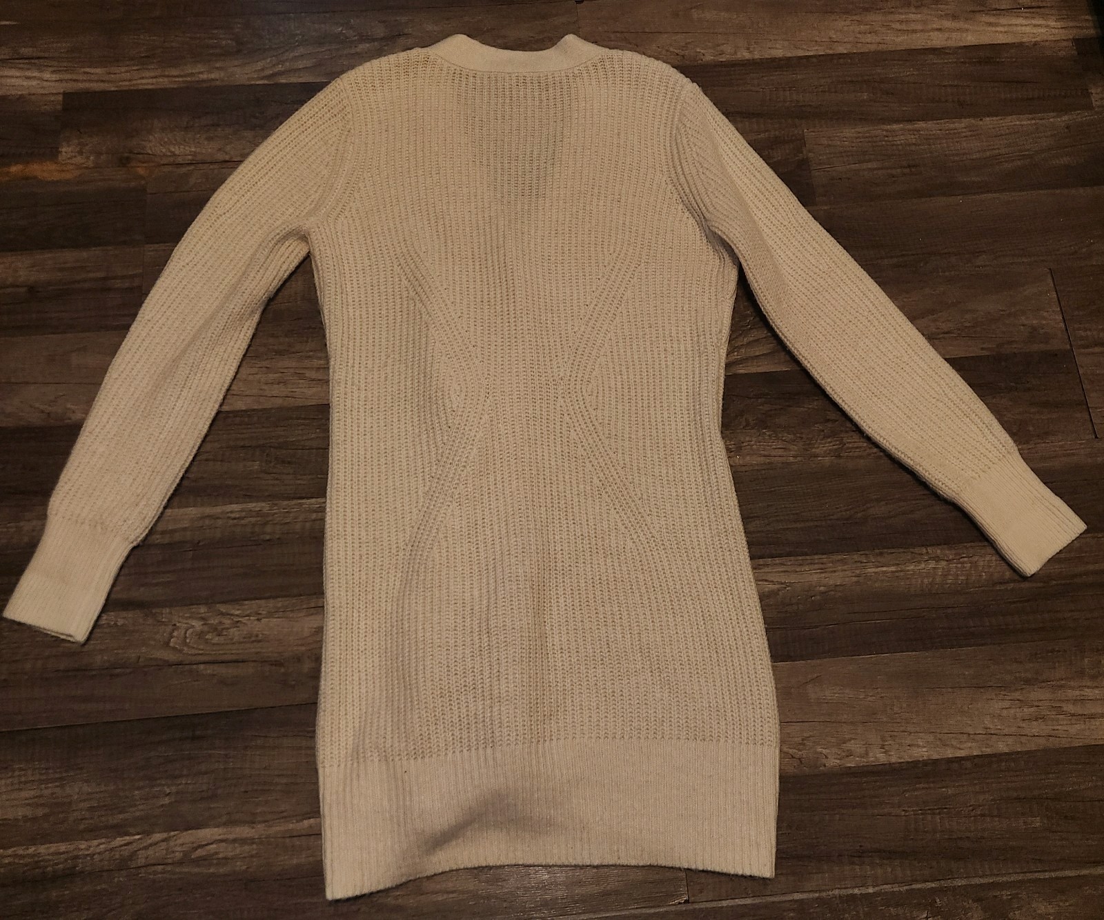 Cabi Solid Ivory Ribbed Texture Cotton Blend Long… - image 3