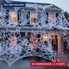 CESOF Giant Spider Web Halloween Decorations Outdoor Spiderwebs Pre-Cut