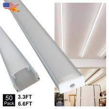 50 Pack 6.6FT/2M Aluminum Channel Diffuser System U Shape For Led Strip Light