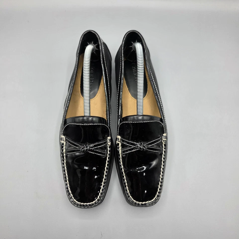 Cole Haan Loafers Womens 6.5 B Black Leather Bow Square Toe Slip On Flats - Image 4 of 4