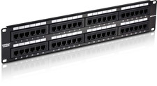 48-Port Cat5/5E Patch Panel, 2U Rackmount, Gigabit RJ-45, NDAA Compliant