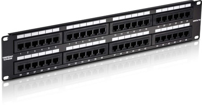 48-Port Cat5/5E Patch Panel, 2U Rackmount, Gigabit RJ-45, NDAA Compliant