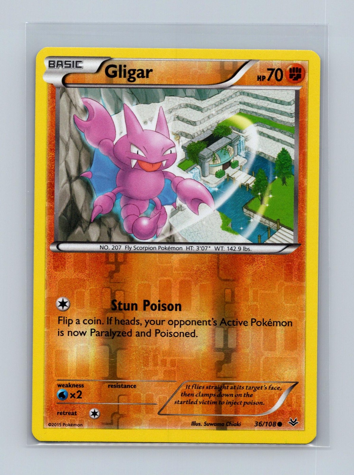 Gligar 36/108 Common Roaring Skies Pokemon Reverse Holo Lightly Played