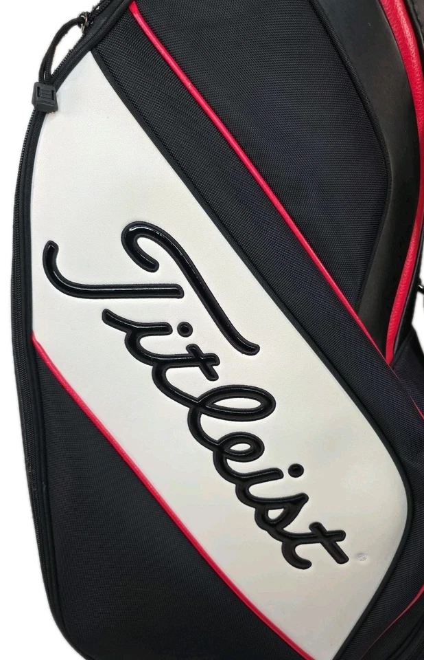 Сумка для гольфкара Titleist Tour Staff 6 направлений 7 карманов черная белая искусственная кожа - Изображение 4 из 4