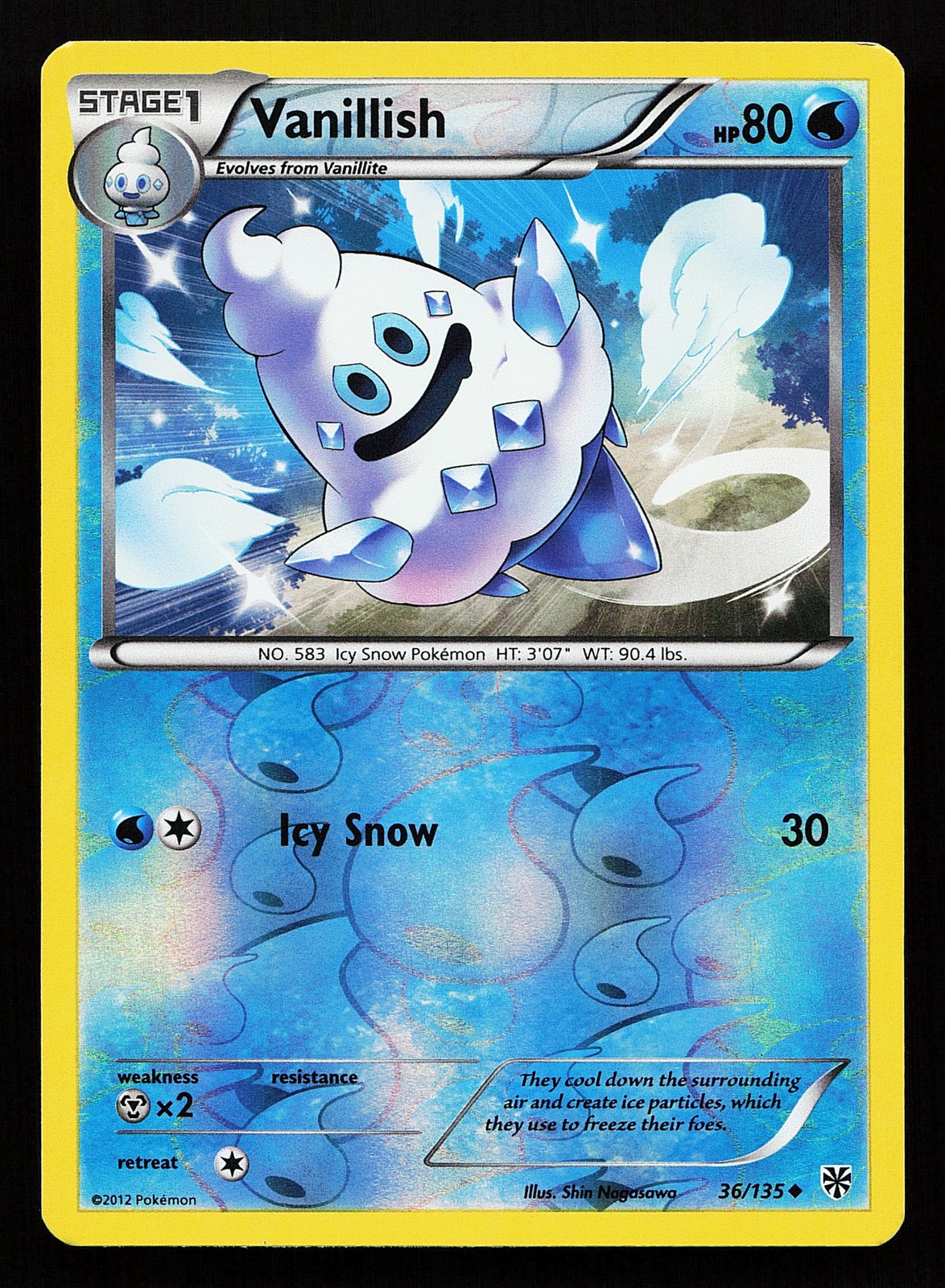 Vanillish 36/135 Reverse Holo Plasma Storm Pokémon Card