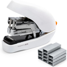 Mini Stapler with Staples, Small White Effortless Stapler Set, 20 Sheet Capacity