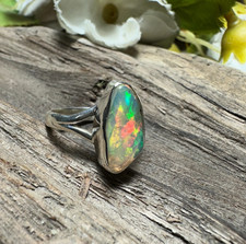 Genuine Raw Opal Ring 925 Sterling Silver Ring Handmade Jewelry Ring Size-8US