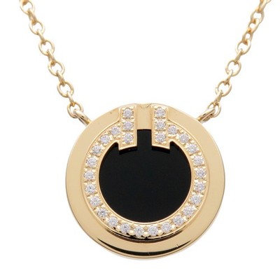 Tiffany & Co T ZWEI Kreis Diamant Onyx Halskette K18 750YG schwarz authentisch gebraucht kostenloser Versand