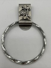 Vtg Country western Square Dancing Bar Towel Holder Silver Tone Novelty Gift