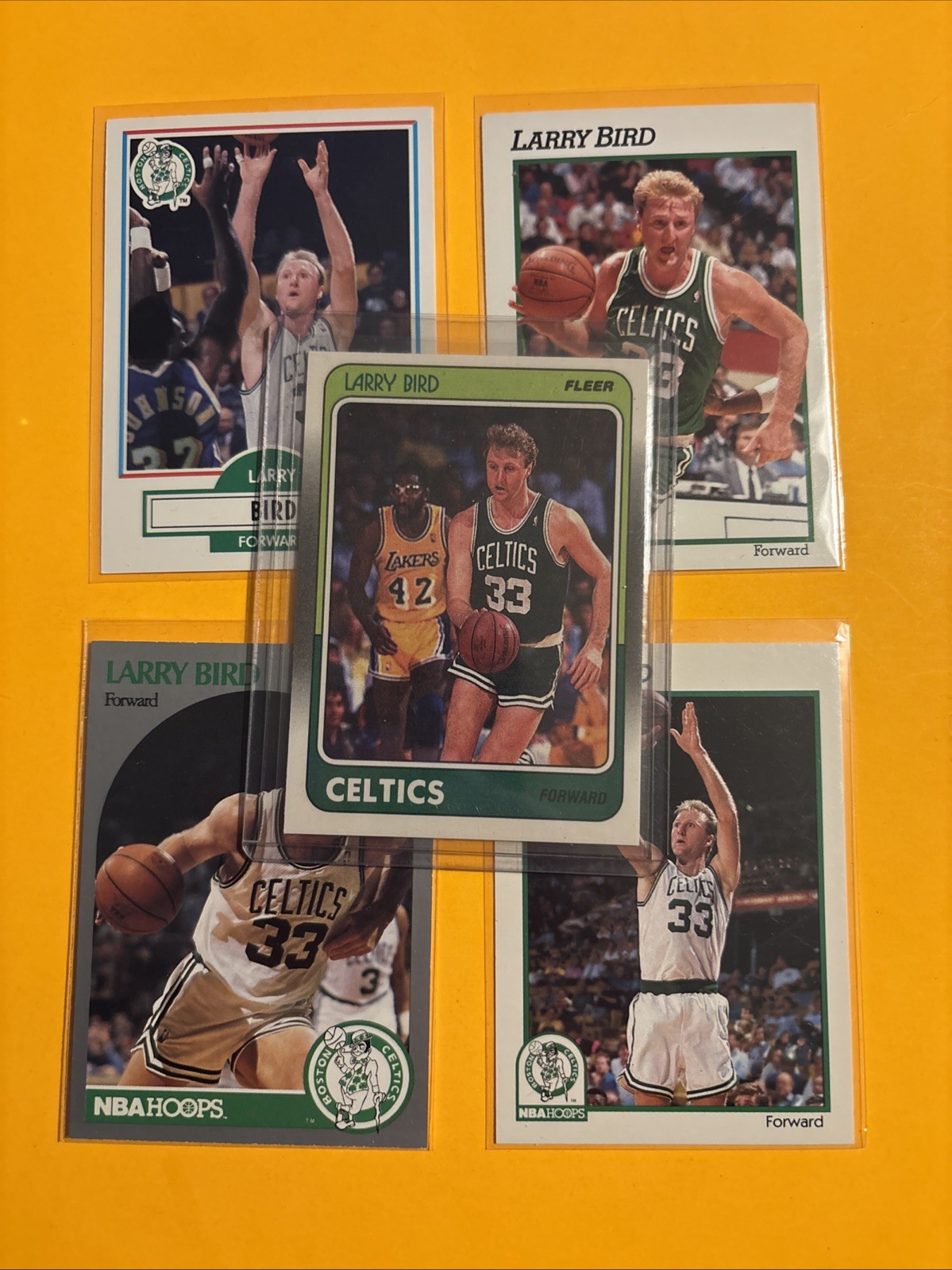 5 LARRY BIRD 1988-89 Fleer #1 & 90-91 Fleer #8 & '91-92 NBA Hoops McDonald's 2 +
